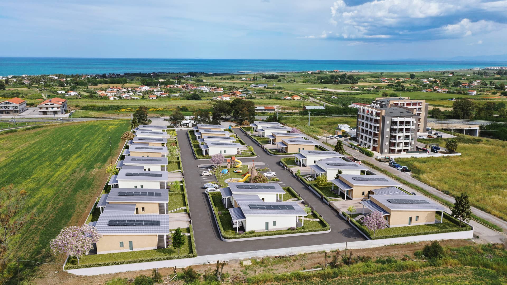 Render esterno NovaGreg — vista frontale
