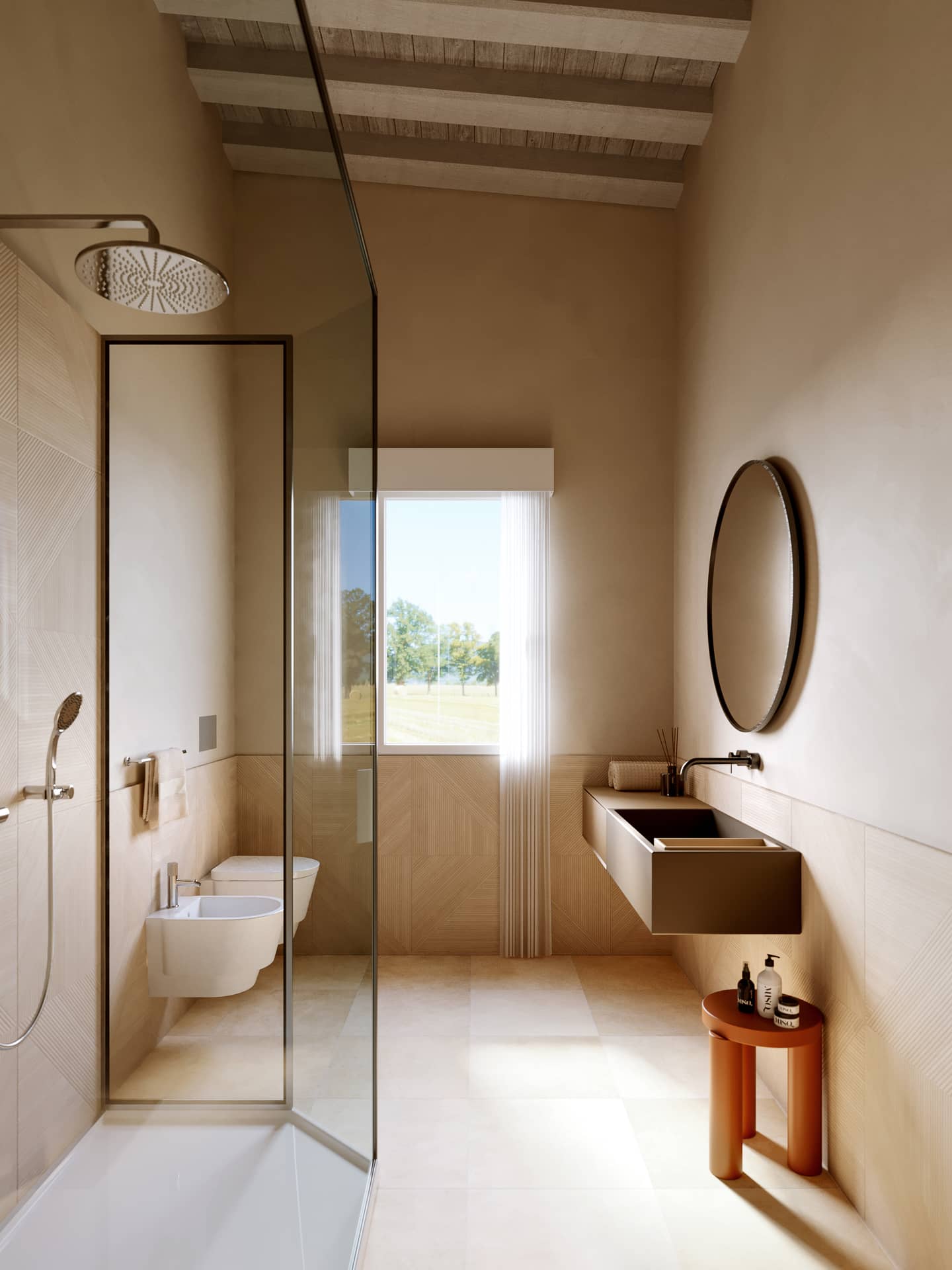 Render interni NovaGreg — ambiente notte
